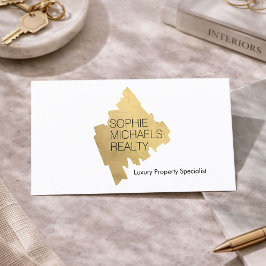 Tarjeta De Visita Luxury Realtor Real Estate Gold Modern White