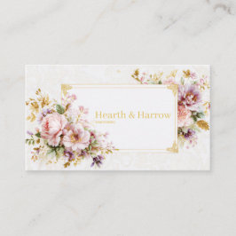 Tarjeta De Visita Luxury Romantic Blush Floral Peony and Gold Frame
