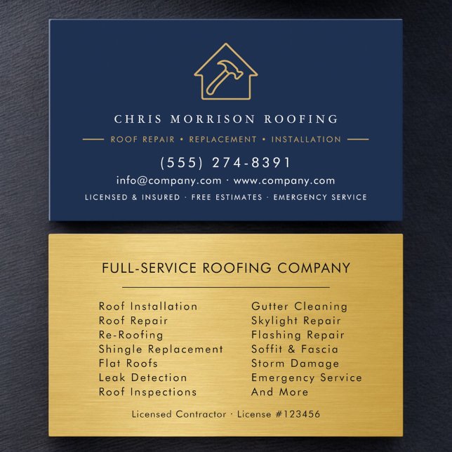 Tarjeta De Visita Luxury Roofing Roofer Company Business Card (Subido por el creador)