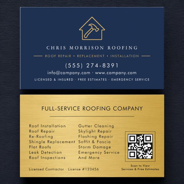 Tarjeta De Visita Luxury Roofing Roofer Company QR Code (Subido por el creador)