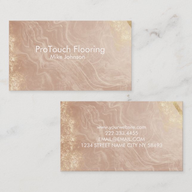 Tarjeta De Visita Luxury Rose Gold Agate & Glitter Flooring (Anverso / Reverso)