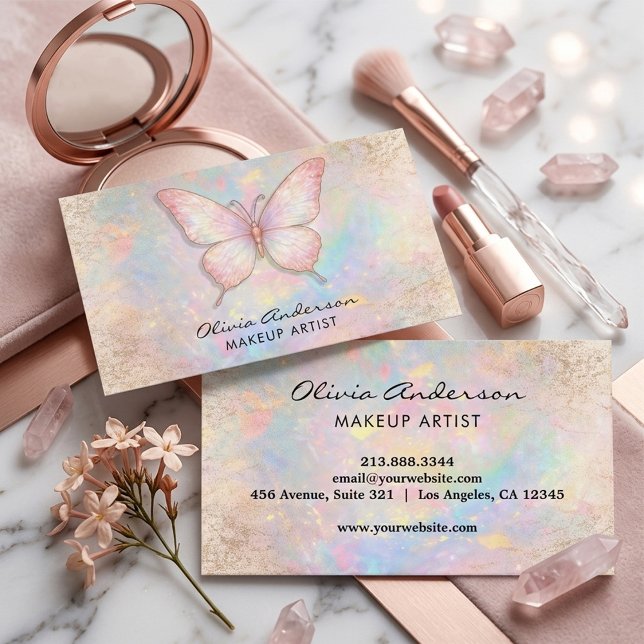 Tarjeta De Visita Luxury Soft Opal logo Butterfly Chic               (Subido por el creador)