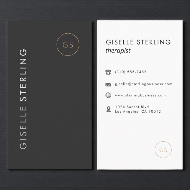 Tarjeta De Visita Luxury Therapist Black Gold Elegant Modern (Subido por el creador)