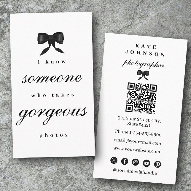 Tarjeta De Visita Luxury Unique  Elegant Photographer QR Code (Luxury Unique Elegant Photographer QR Code Business Card)