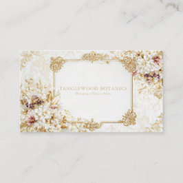 Tarjeta De Visita Luxury Victorian Gold Rococo Frame White Floral