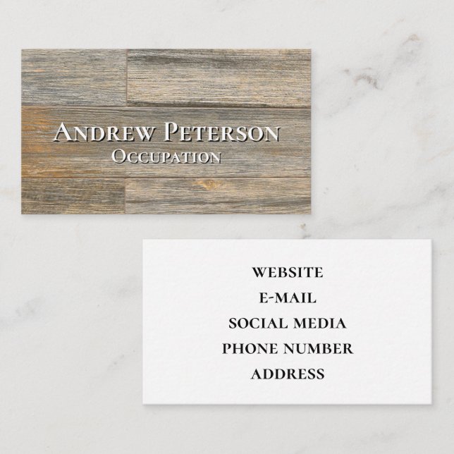 Tarjeta De Visita Luz angustiada Placas de grano Rustic Wood (Anverso / Reverso)