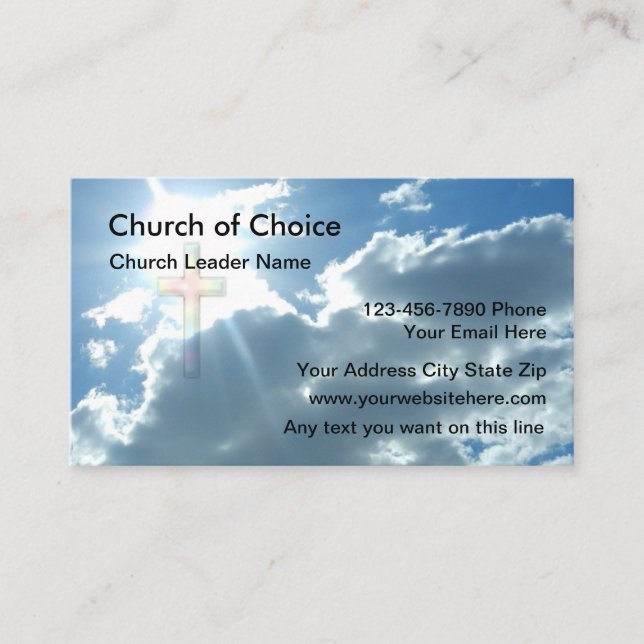 Tarjeta De Visita Luz del sol cruzada cristiana del cielo (Anverso)