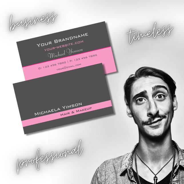 Tarjeta De Visita Luz gris oscura rosa simple profesional moderno (Subido por el creador)