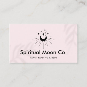 Tarjeta De Visita Luz Rosa Tema Celestial Luna y Estrellas