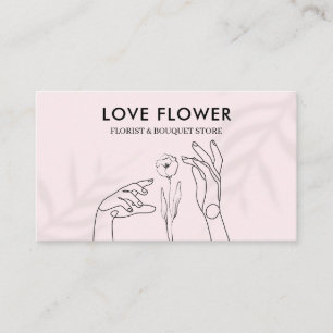 Tarjeta De Visita Luz rosa tocando la flor con las manos