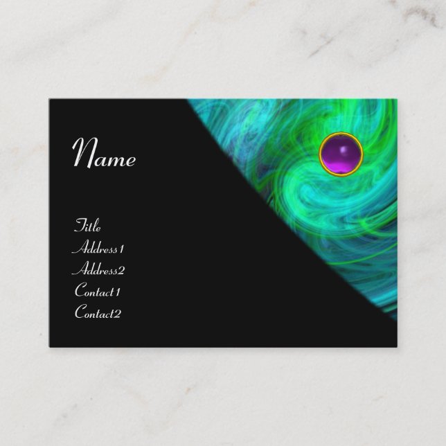 Tarjeta De Visita LUZ VORTEX AMETHYST azul verde negro (Anverso)
