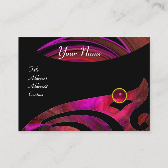 Tarjeta De Visita LUZ VORTEX RUBY rojo rosa negro violeta amarillo (Anverso)
