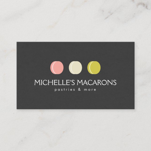 Tarjeta De Visita MACARON COOKIE TRIO LOGO para panadería, pastelerí (Anverso)