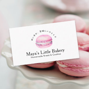 Tarjeta De Visita Macaron de Acuarela Rosa Rústico Panadería