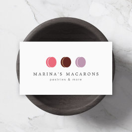 Tarjeta De Visita MACARON FRANCÉS TRIO LOGO 3 sobre blanco