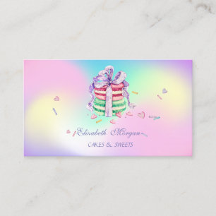 Tarjeta De Visita Macarones elegantes, panadería dulce Holográfica