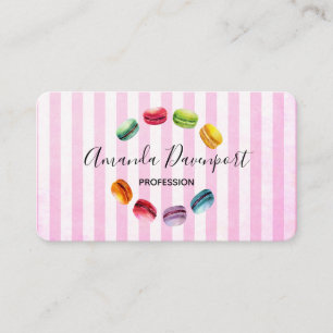 Tarjeta De Visita Macarones En Un Círculo   Pastel francés en acuare