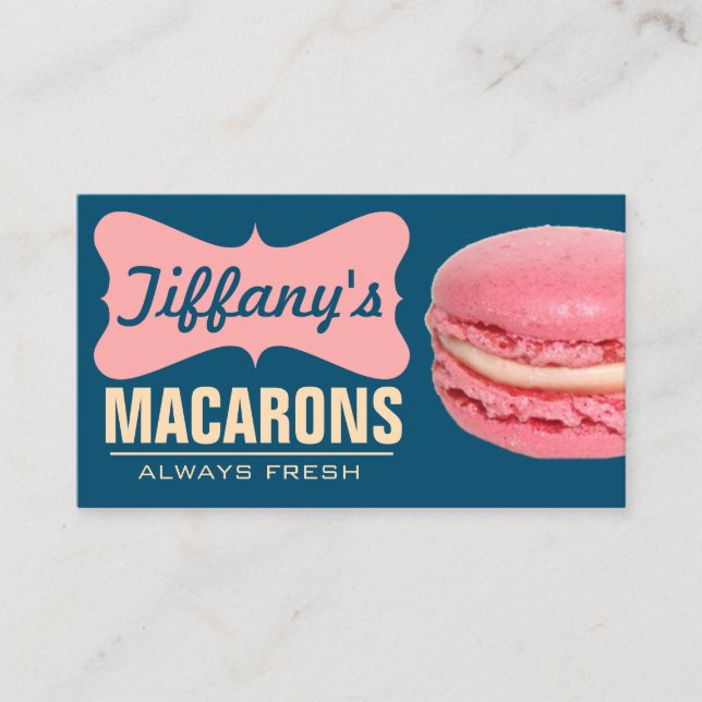 Tarjeta De Visita Macarones franceses rosados| Macarons caseros (Anverso)