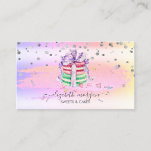 Tarjeta De Visita Macarons de brillo moderno trazo de pincel Ombre