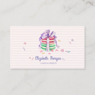 Tarjeta De Visita Macarons Elegantes Adorables, Dulces, Rayados