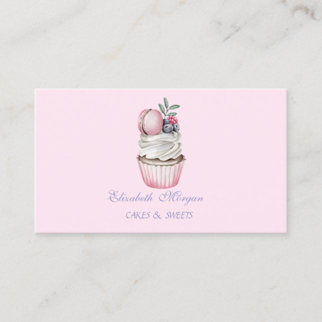 Tarjeta De Visita Macarons Lindos y Adorables, Dulces Panadería (Anverso)