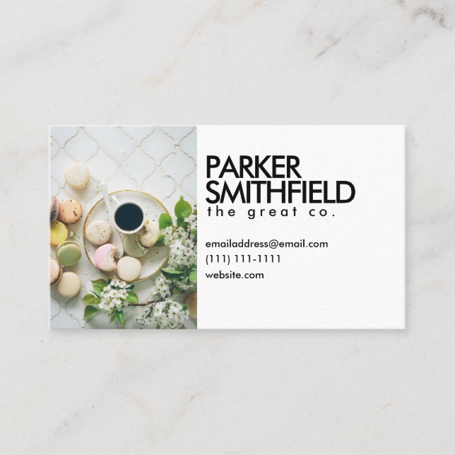 Tarjeta De Visita Macarrones de moda de la cafetería (Anverso)