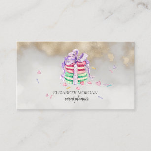 Tarjeta De Visita Macarrones Elegantes Modernos con Toque de Oro