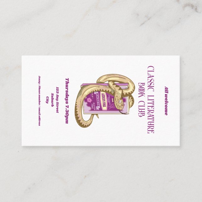 Tarjeta De Visita Macbeth Red escribe libros sobre brujas (Anverso)