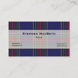 Tarjeta De Visita MacBeth Tartan Plaid Personalizado