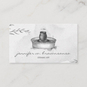 Tarjeta De Visita Maceta gris de cerámica Herramienta de artista de 