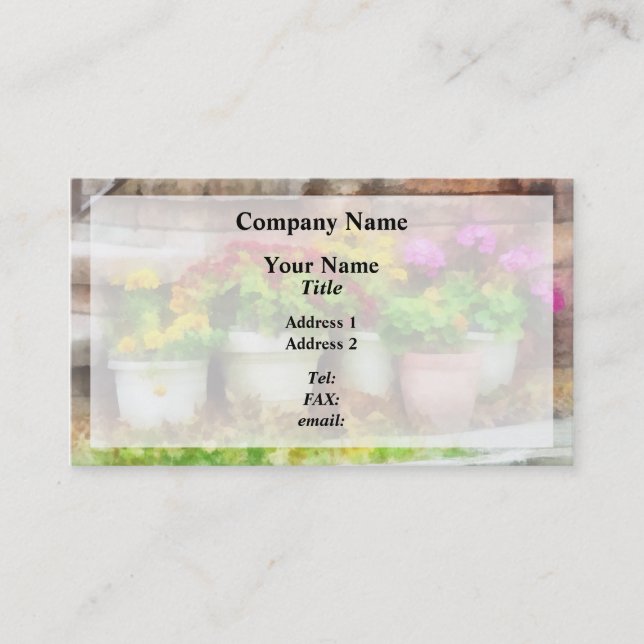 Tarjeta De Visita Macetas con Flores de Otoño (Anverso)