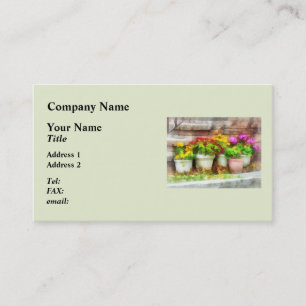 Tarjeta De Visita Macetas con las flores del otoño