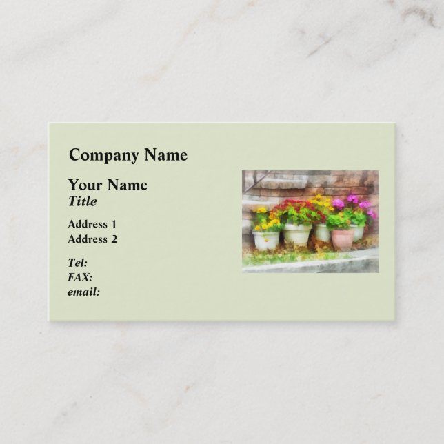 Tarjeta De Visita Macetas con las flores del otoño (Anverso)