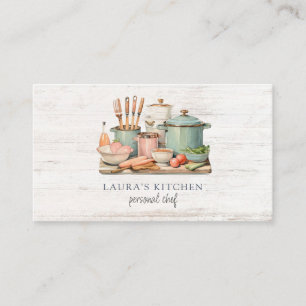 Tarjeta De Visita Macetas y sartenes de acuarela rústica para cocina