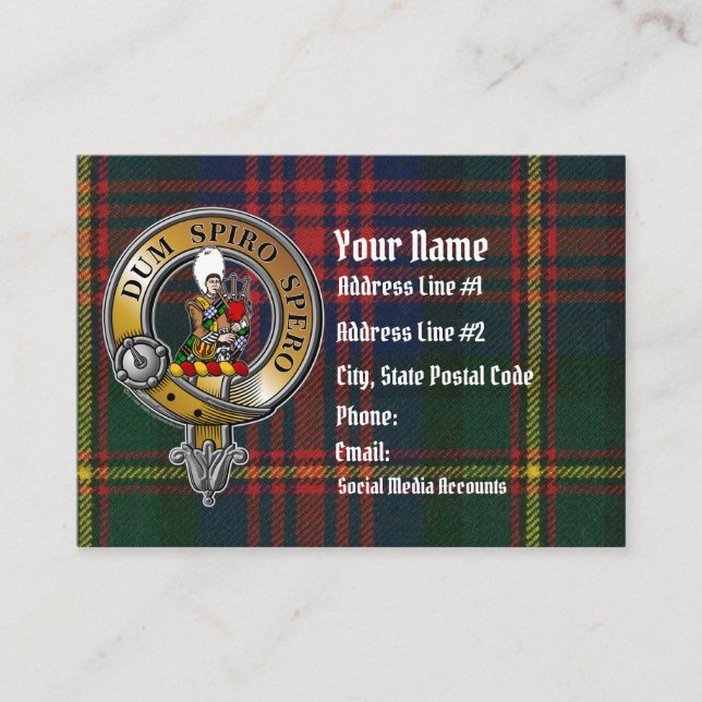 Tarjeta De Visita MacLennan Tartan & Badge (Anverso)