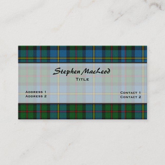 Tarjeta De Visita MacLeod Personalizado Tartán Tradicional (Anverso)
