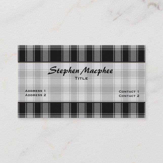 Tarjeta De Visita Macphee Clan Personalizado Tartán Tradicional (Anverso)