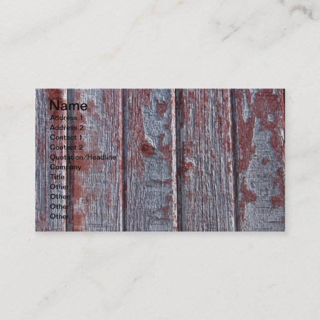 Tarjeta De Visita Madera Barnera con pintura roja (Anverso)