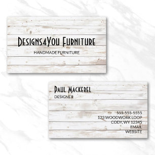 Tarjeta De Visita Madera Blanca Vintage Destartalada