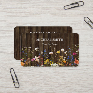Tarjeta De Visita Madera Bohemia Moderna Floral