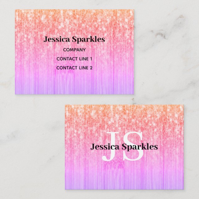 Tarjeta De Visita Madera de bambú rosa espárricamente rosa bling Mon (Anverso / Reverso)