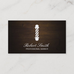 Tarjeta De Visita Madera de Barber Shop   Barber Polo