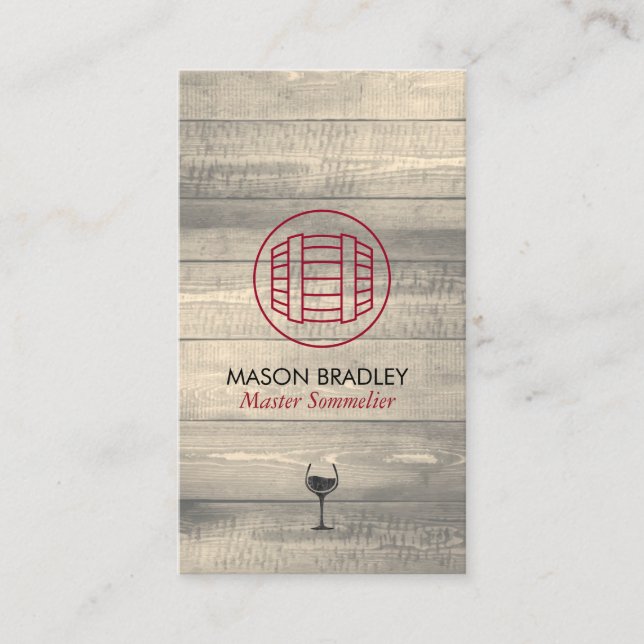 Tarjeta De Visita Madera de barril de vino Master Sommelier (Anverso)