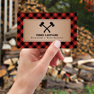Tarjeta De Visita Madera de fuego Ax Tree Plaid Buffalo