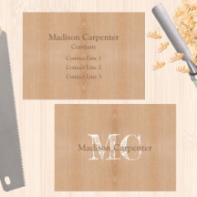 Madera de grano marrón claro Monograma de carpinte