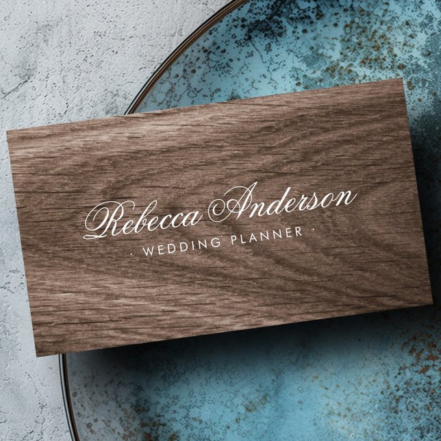 Tarjeta De Visita Madera marrón elegante profesional femenino (Brown wood elegant feminine professional business card)