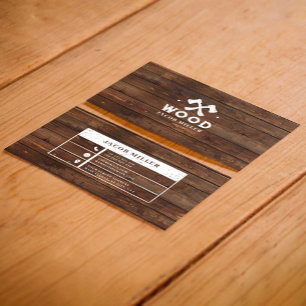 Tarjeta De Visita Madera marrón rústica retro estilo antiguo persona