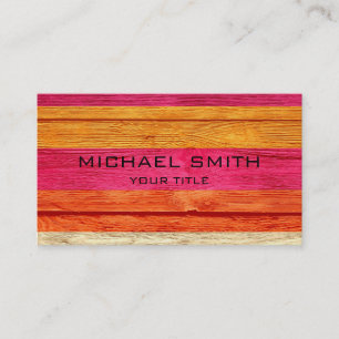 Tarjeta De Visita Madera moderna de banda colorida #3