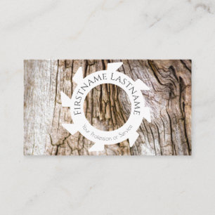 Tarjeta De Visita Madera natural orgánica con formas de sierra blanc