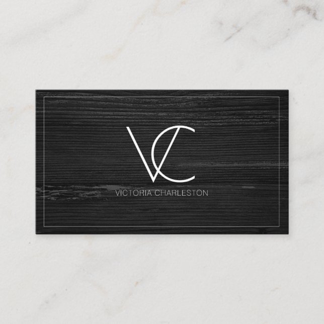 Tarjeta De Visita Madera negra minimal moderna (Anverso)
